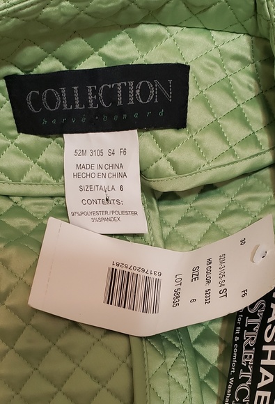 Harvé Benard lime green quilted jacket 6 NWT - Picture 4 of 4